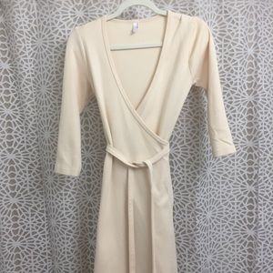 American Apparel cream/blush wrap dress